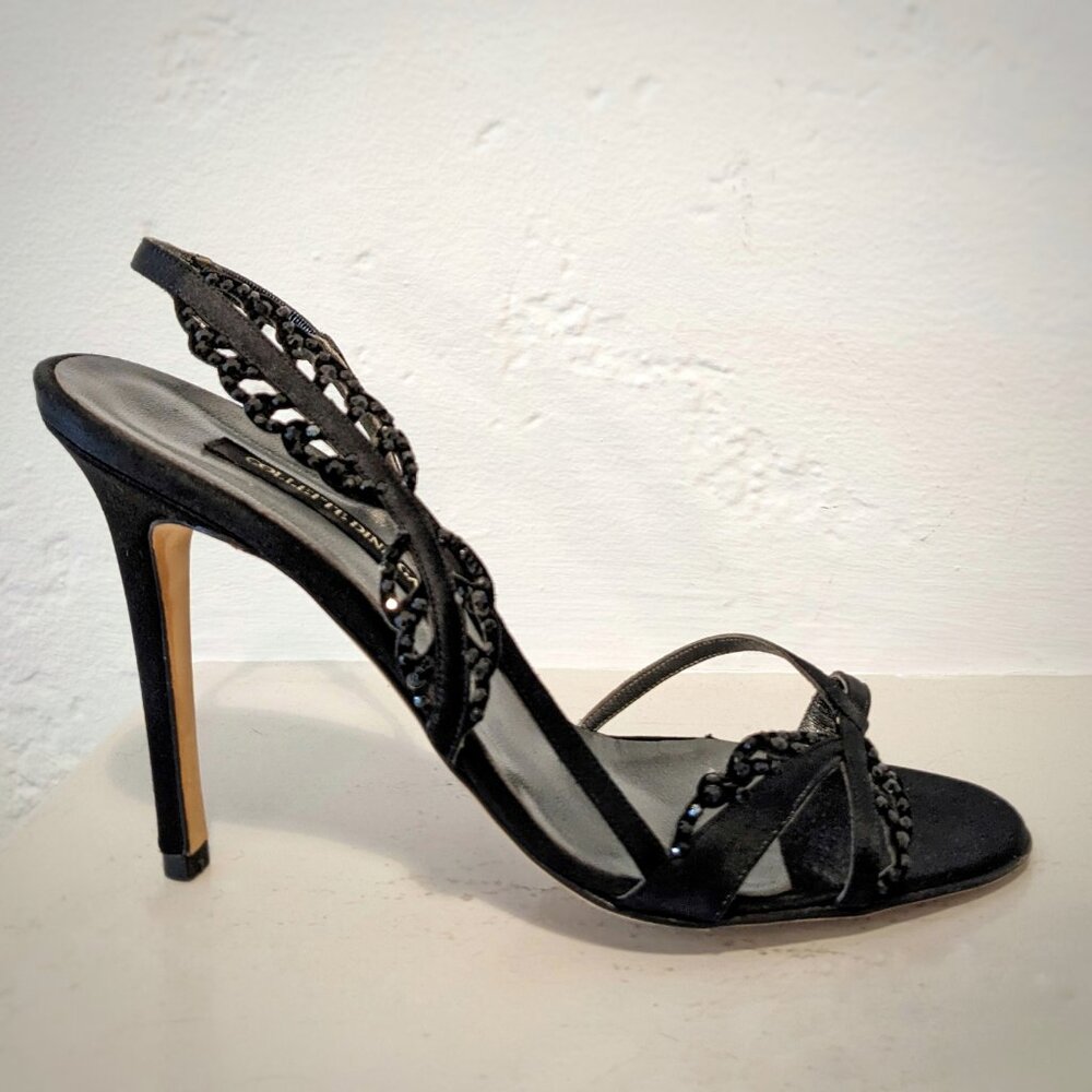 Collette Dinnigan Beaded Satin Stiletto Heels, Hand Made In Italy, Sz. 8 (38)